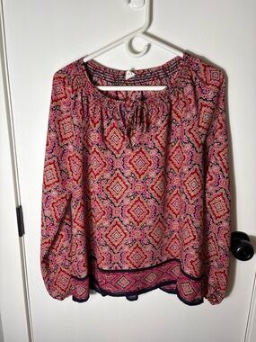 GAP Pink Patterned Long-Sleeve Boho Tunic
